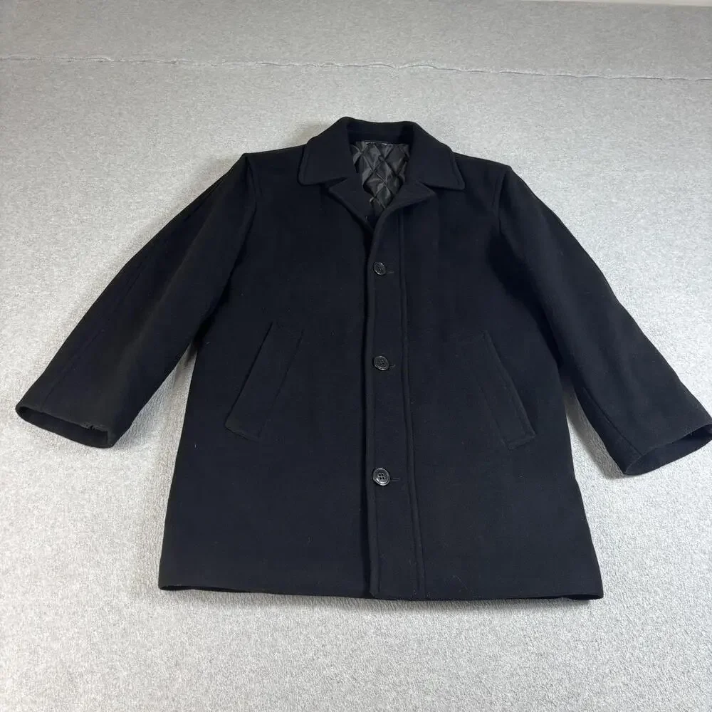 Lauren Ralph Lauren Coat Men 36 Short Black Cashmere Blend Heritage Academia Y2K